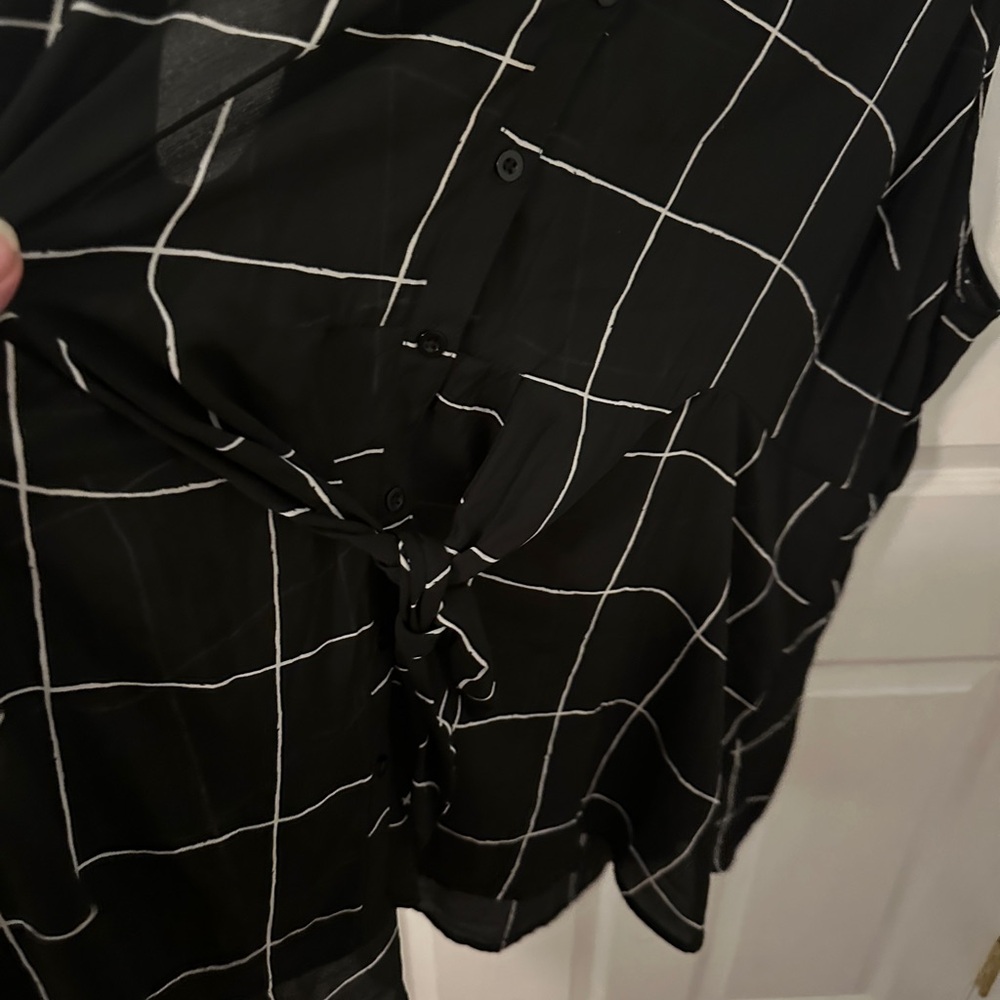 Torrid Black and White Checkered Blouse - Picture 2 of 4